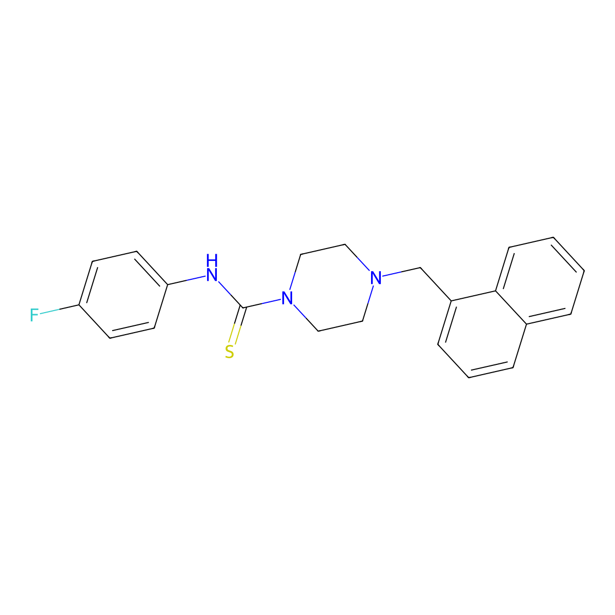 N-(4-fluorophenyl)-4-(naphthalen-1-ylmethyl)piperazine-1-carbothioamide molecular structure, CAS 774193-37-2