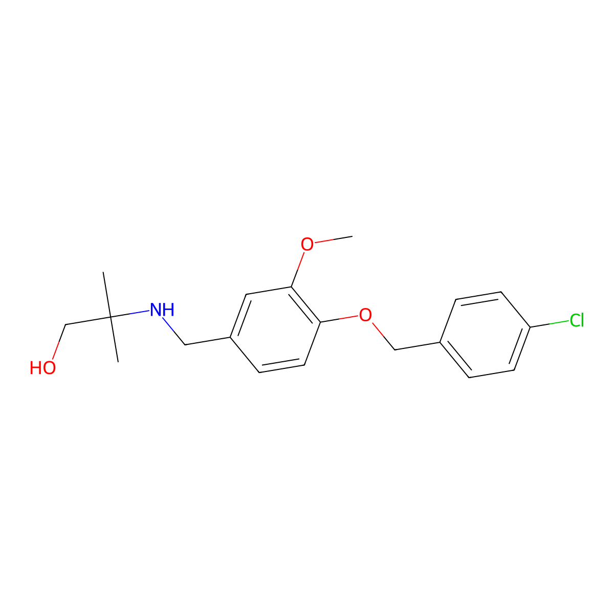 2-({4-[(4-Chlorobenzyl)oxy]-3-methoxybenzyl}amino)-2-methyl-1-propanol molecular structure, CAS 774193-40-7