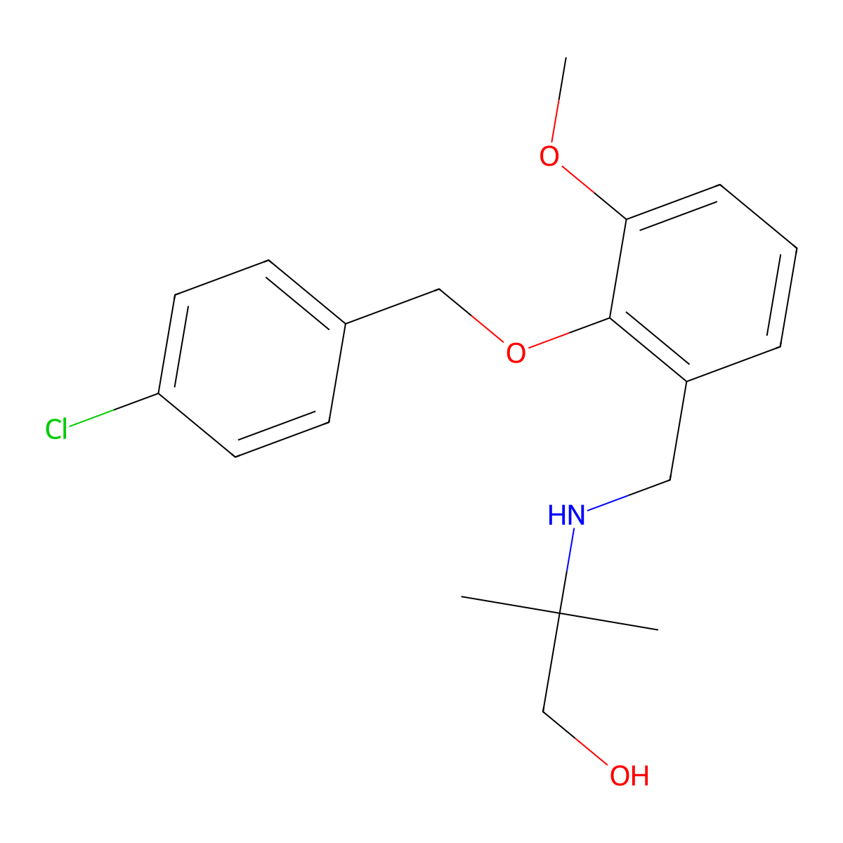 2-({2-[(4-Chlorobenzyl)oxy]-3-methoxybenzyl}amino)-2-methylpropan-1-ol molecular structure, CAS 774193-50-9