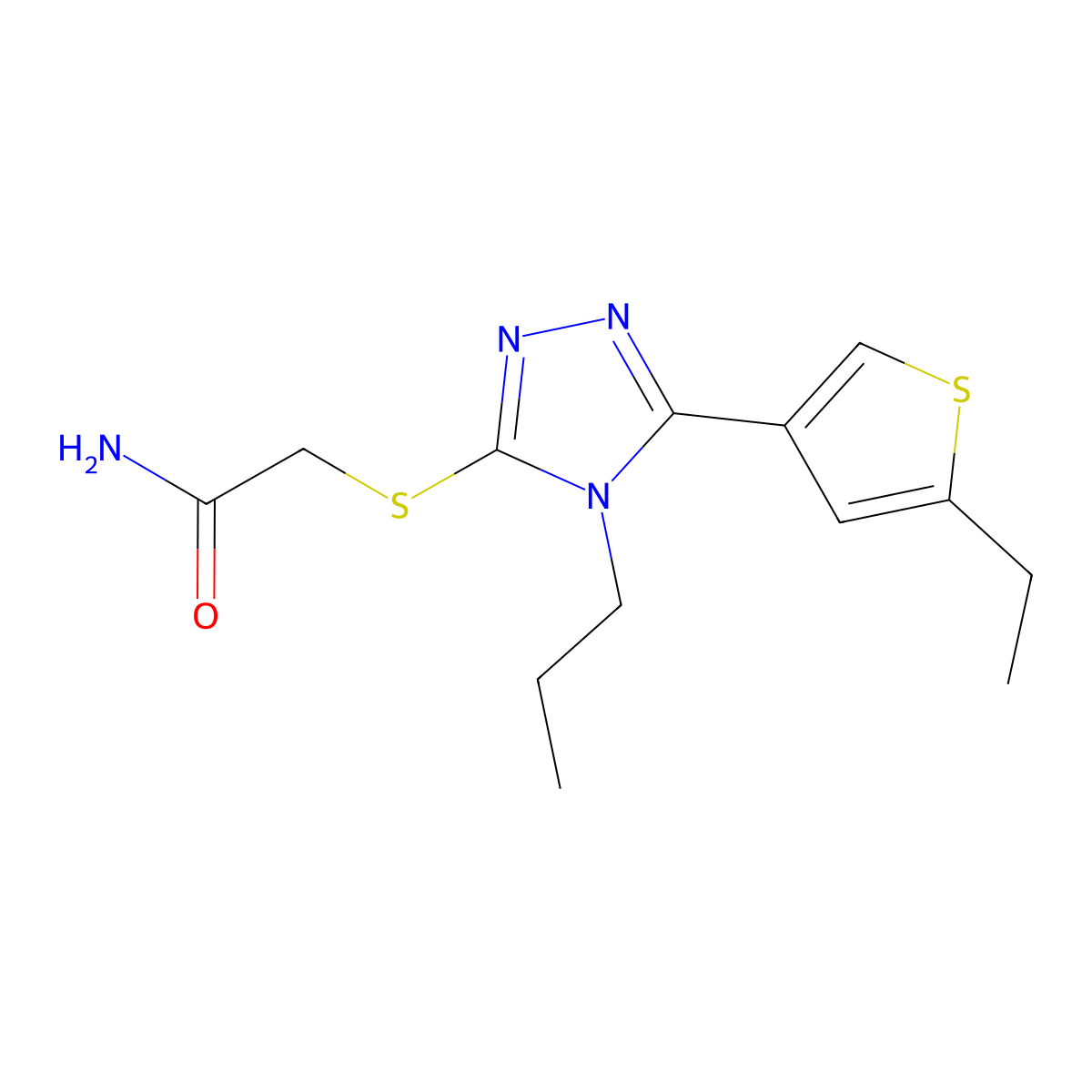 2-{[5-(5-ethylthiophen-3-yl)-4-propyl-4H-1,2,4-triazol-3-yl]sulfanyl}acetamide molecular structure, CAS 774193-63-4