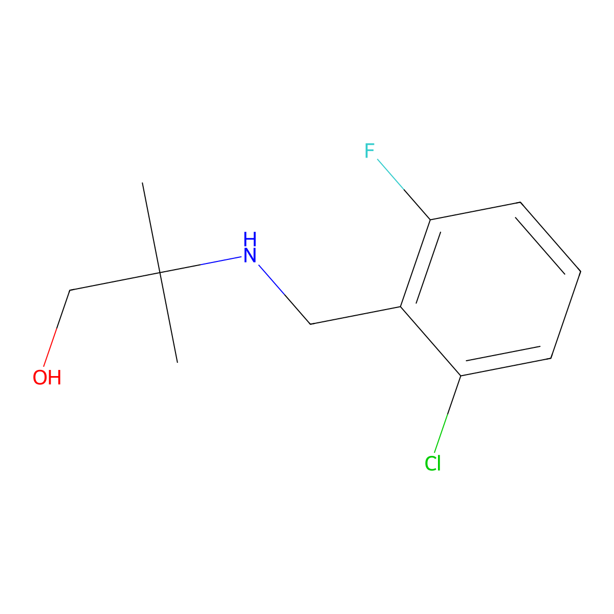 2-[(2-Chloro-6-fluorobenzyl)amino]-2-methylpropan-1-ol molecular structure, CAS 774193-64-5