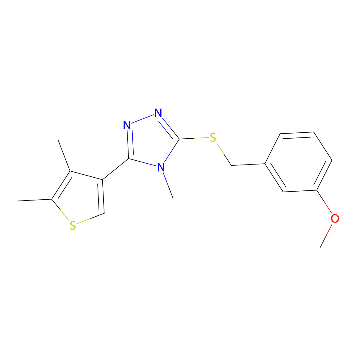 3-(4,5-dimethylthiophen-3-yl)-5-[(3-methoxybenzyl)sulfanyl]-4-methyl-4H-1,2,4-triazole molecular structure, CAS 774193-76-9