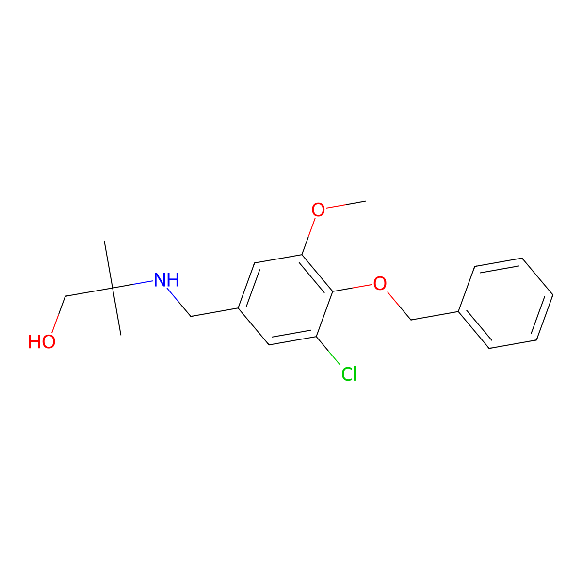2-[(3-Chloro-5-methoxy-4-phenylmethoxyphenyl)methylamino]-2-methylpropan-1-ol molecular structure, CAS 774193-77-0