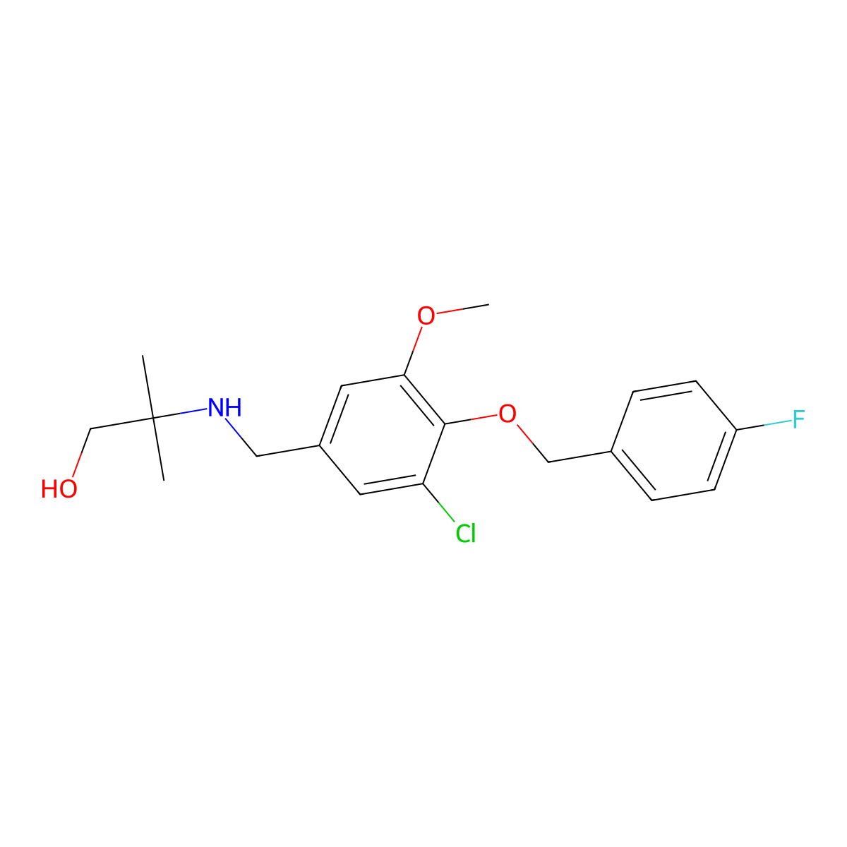 2-({3-Chloro-4-[(4-fluorobenzyl)oxy]-5-methoxybenzyl}amino)-2-methylpropan-1-ol molecular structure, CAS 774193-81-6