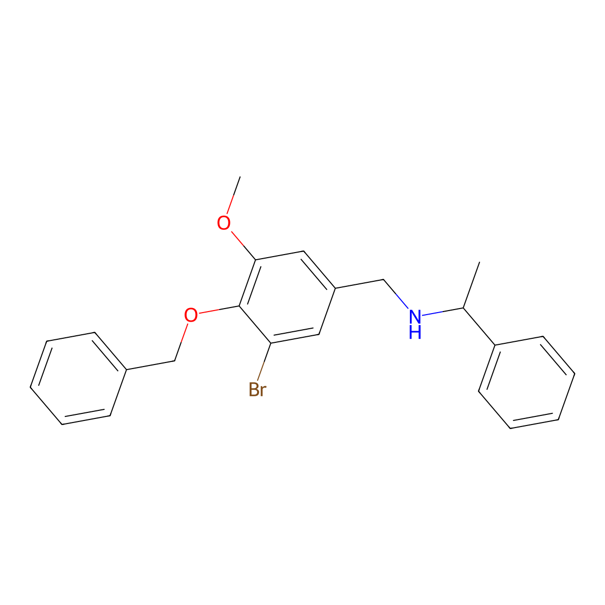 N-[(3-bromo-5-methoxy-4-phenylmethoxyphenyl)methyl]-1-phenylethanamine molecular structure, CAS 774193-93-0