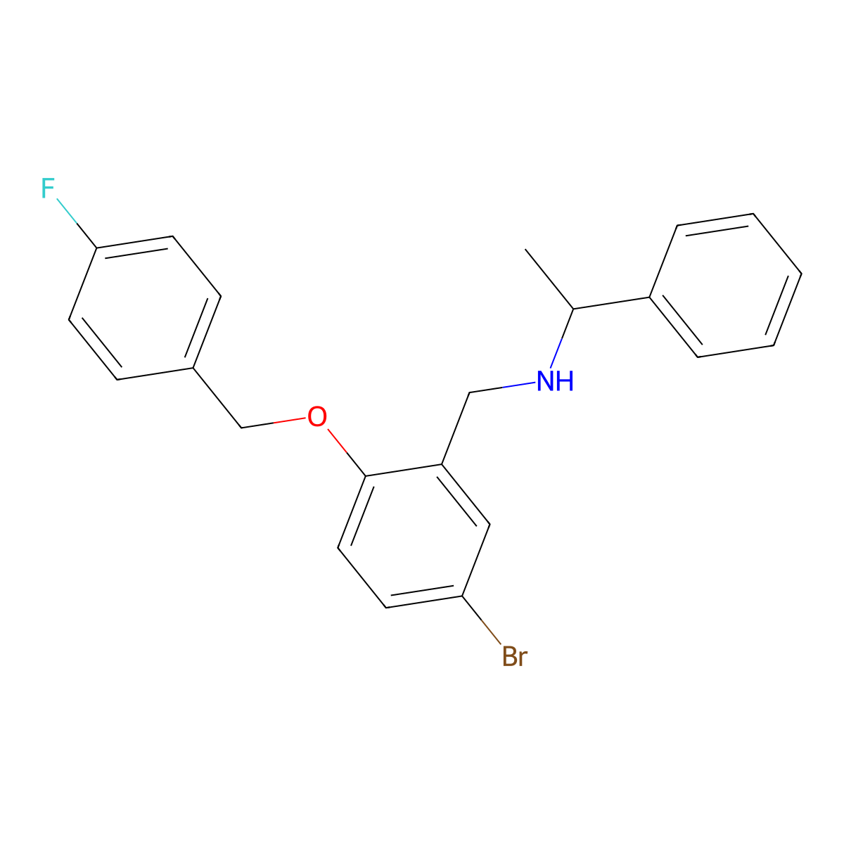 N-{5-bromo-2-[(4-fluorobenzyl)oxy]benzyl}-1-phenylethanamine molecular structure, CAS 774194-19-3