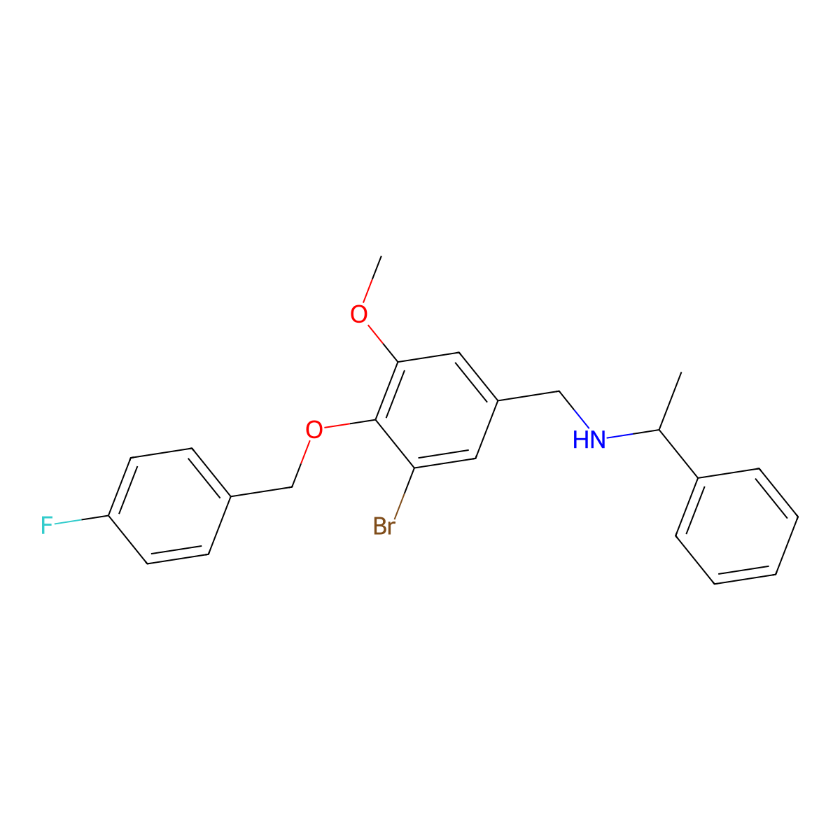 N-{3-bromo-4-[(4-fluorobenzyl)oxy]-5-methoxybenzyl}-N-(1-phenylethyl)amine molecular structure, CAS 774194-23-9