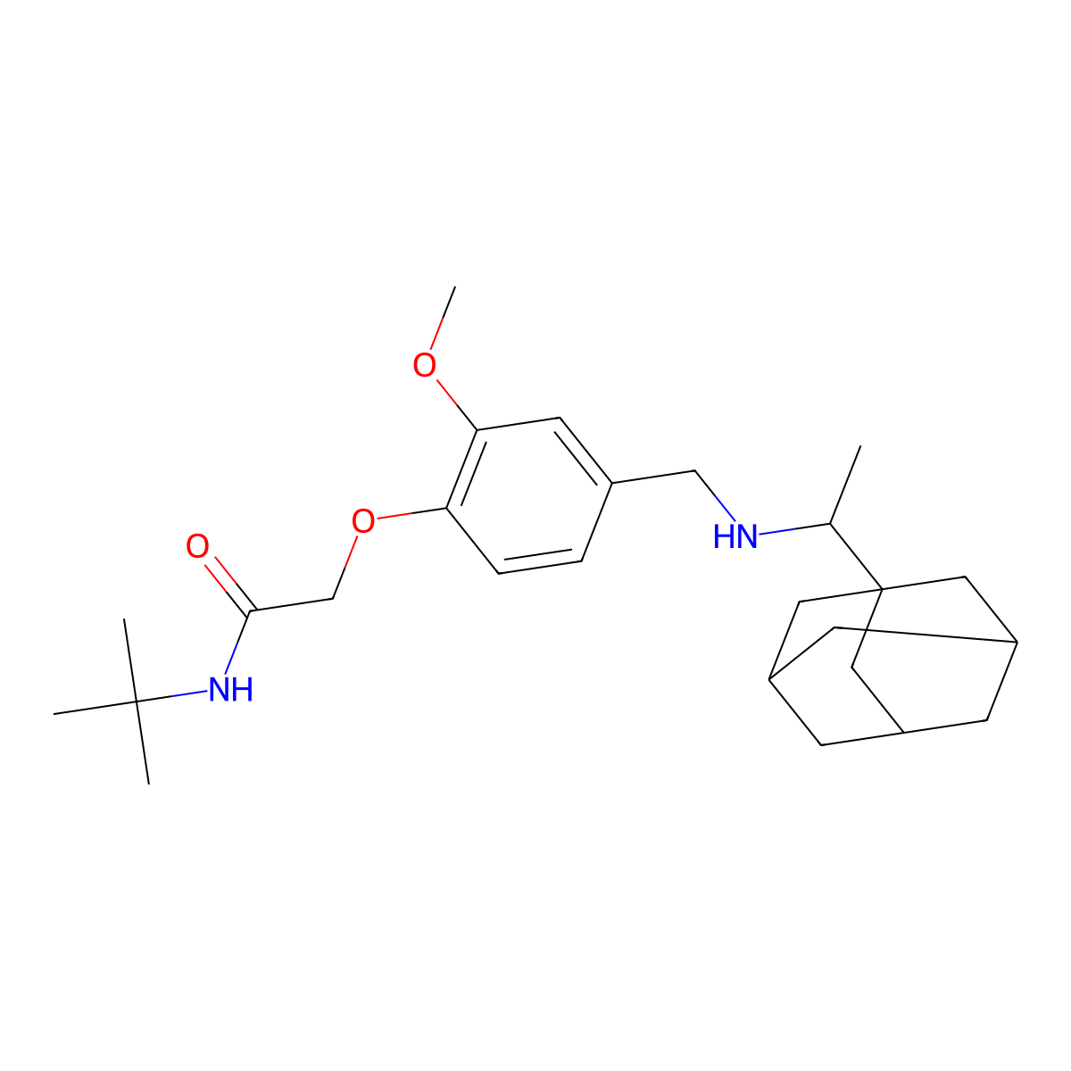 2-[4-[[1-(1-adamantyl)ethylamino]methyl]-2-methoxyphenoxy]-N-tert-butylacetamide molecular structure, CAS 774194-41-1
