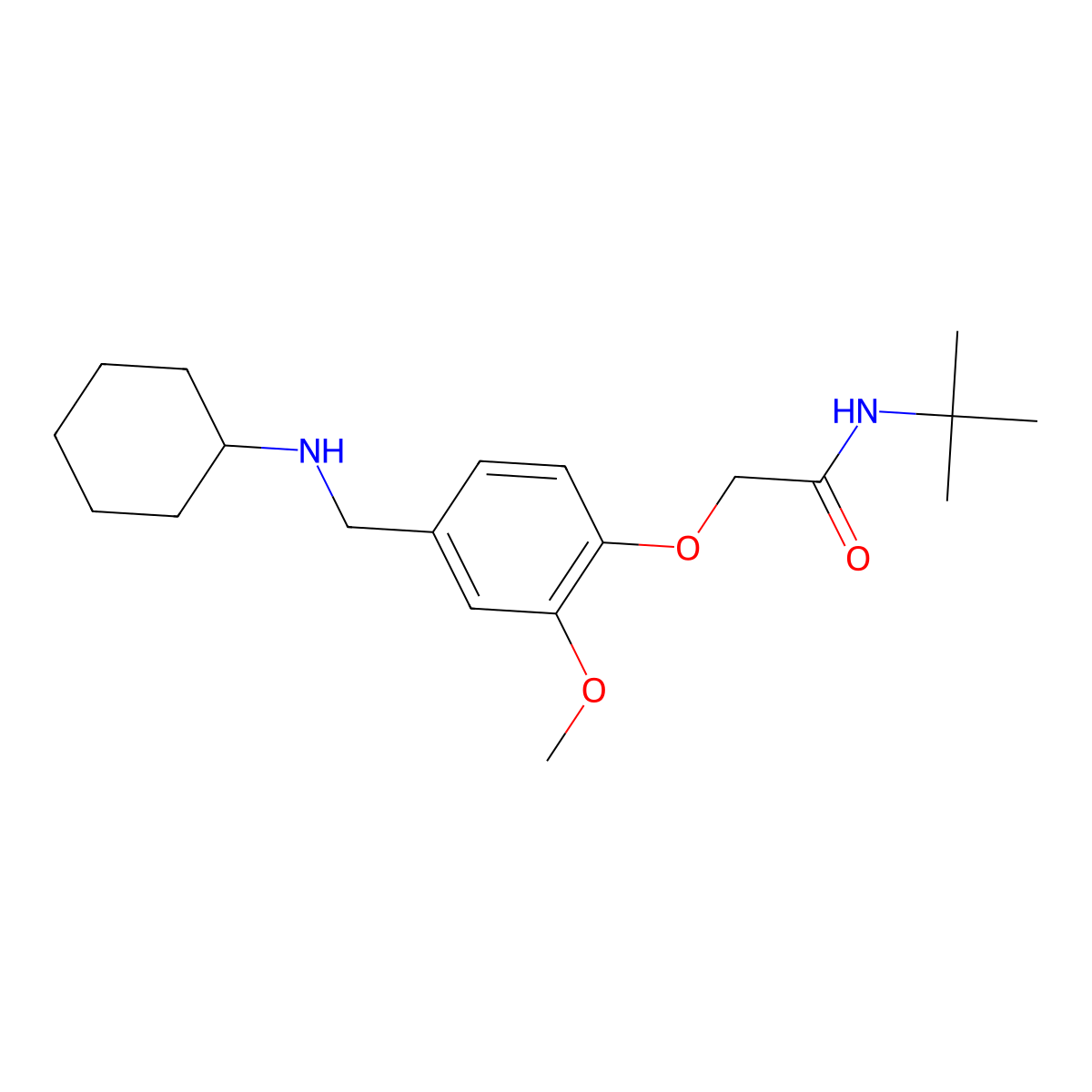 N-tert-butyl-2-{4-[(cyclohexylamino)methyl]-2-methoxyphenoxy}acetamide molecular structure, CAS 774194-43-3