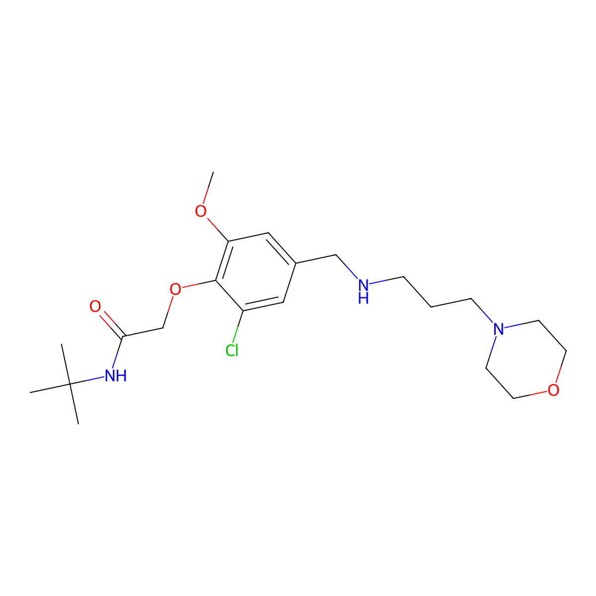 N-tert-butyl-2-[2-chloro-6-methoxy-4-[(3-morpholin-4-ylpropylamino)methyl]phenoxy]acetamide molecular structure, CAS 774194-58-0