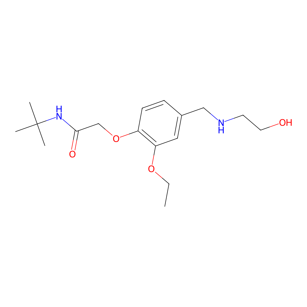 N-tert-butyl-2-(2-ethoxy-4-{[(2-hydroxyethyl)amino]methyl}phenoxy)acetamide molecular structure, CAS 774194-62-6