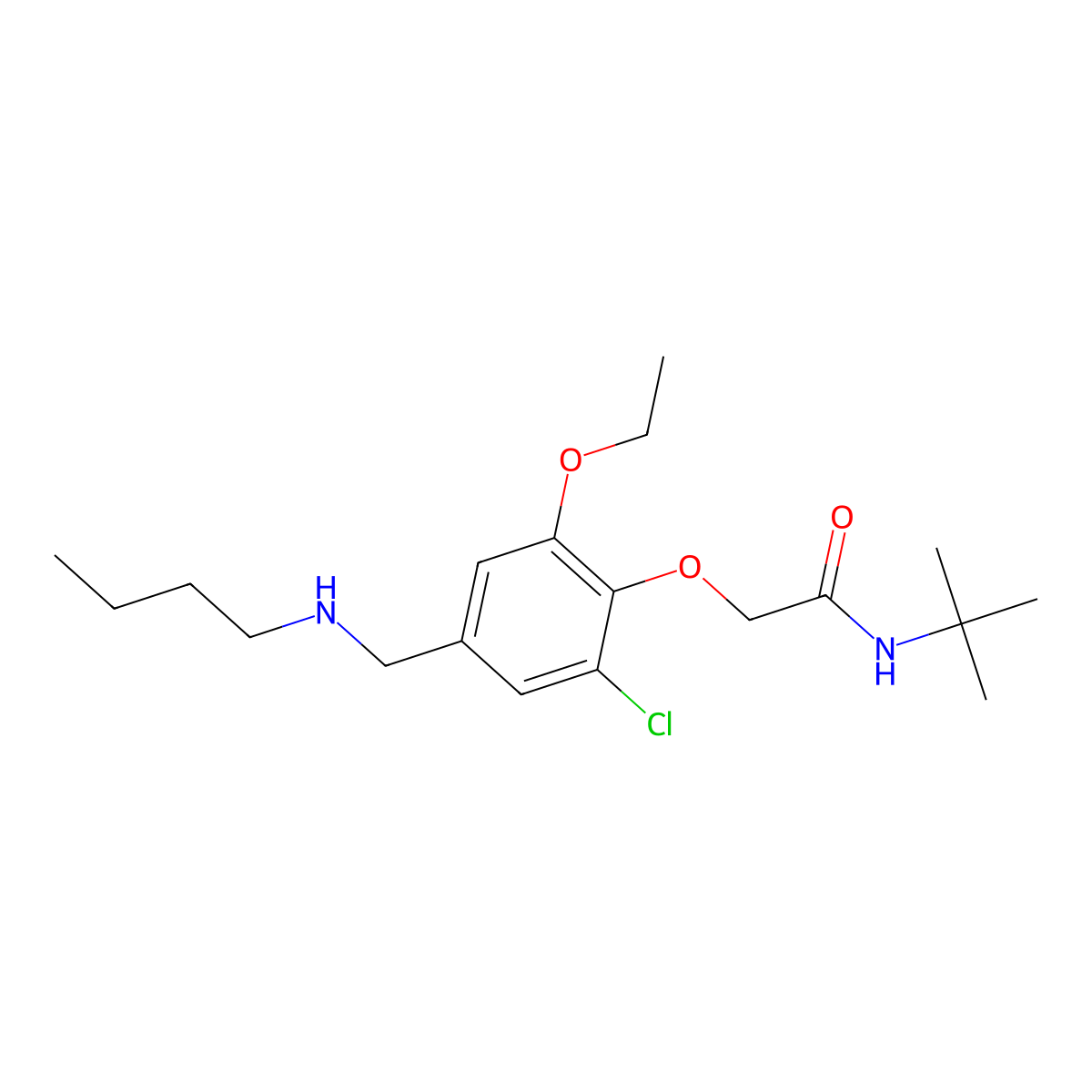 N-tert-butyl-2-[4-(butylaminomethyl)-2-chloro-6-ethoxyphenoxy]acetamide molecular structure, CAS 774194-91-1