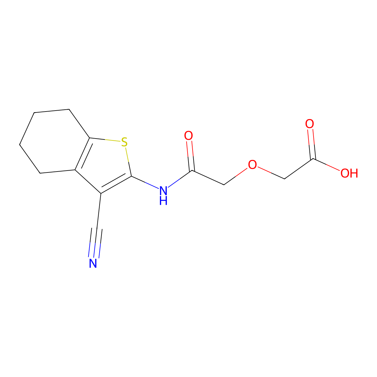 {2-[(3-Cyano-4,5,6,7-tetrahydro-1-benzothiophen-2-yl)amino]-2-oxoethoxy}acetic acid molecular structure, CAS 774195-03-8