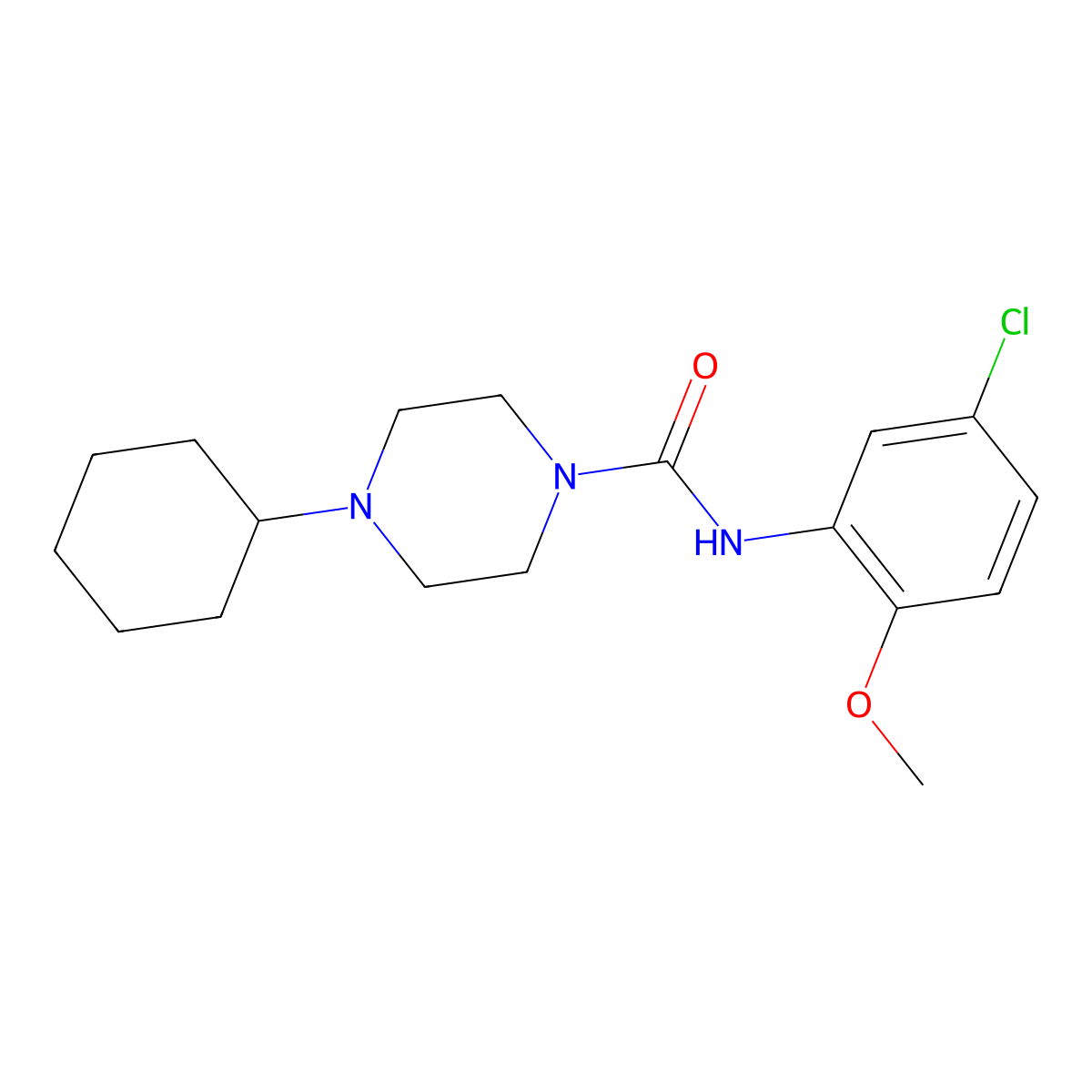 N-(5-chloro-2-methoxyphenyl)-4-cyclohexylpiperazine-1-carboxamide molecular structure, CAS 774195-88-9