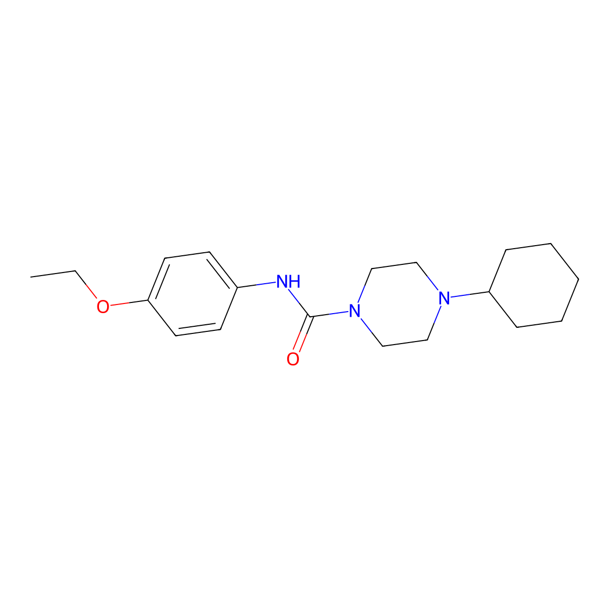 4-cyclohexyl-N-(4-ethoxyphenyl)piperazine-1-carboxamide molecular structure, CAS 774195-91-4