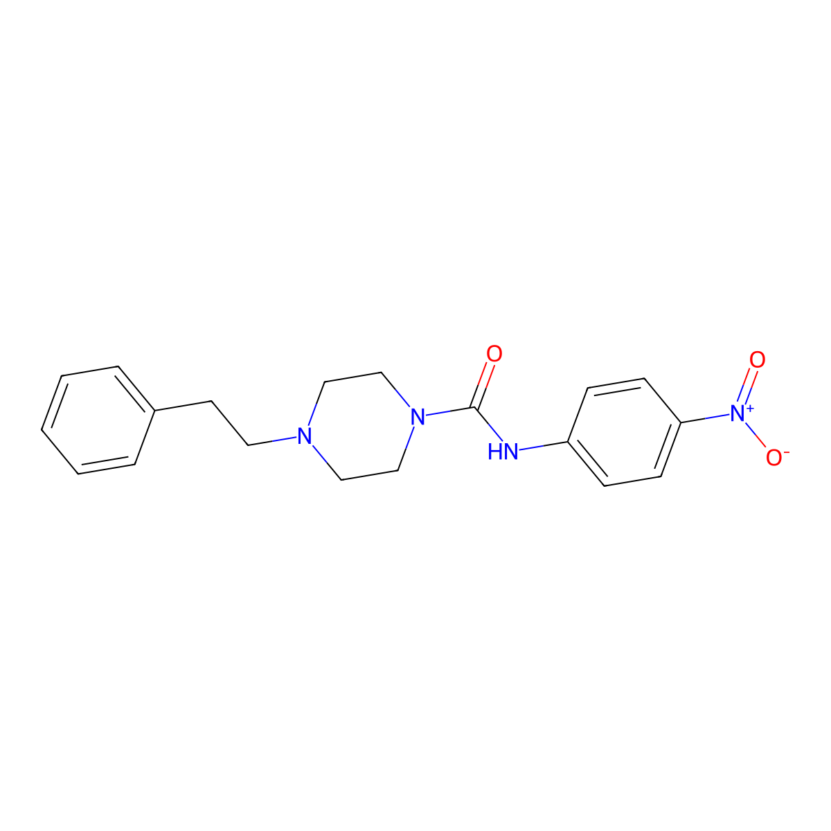 N-(4-nitrophenyl)-4-(2-phenylethyl)piperazine-1-carboxamide molecular structure, CAS 774195-96-9