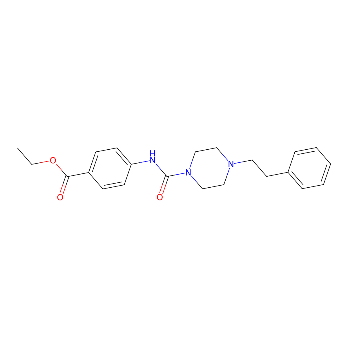 Ethyl 4-({[4-(2-phenylethyl)-1-piperazinyl]carbonyl}amino)benzoate molecular structure, CAS 774196-04-2