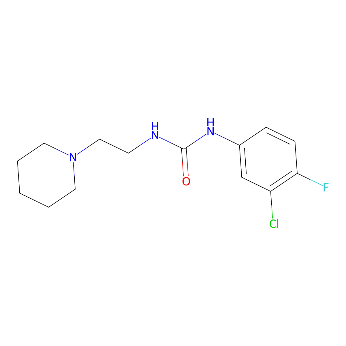 1-(3-Chloro-4-fluorophenyl)-3-(2-piperidin-1-ylethyl)urea molecular structure, CAS 774196-16-6