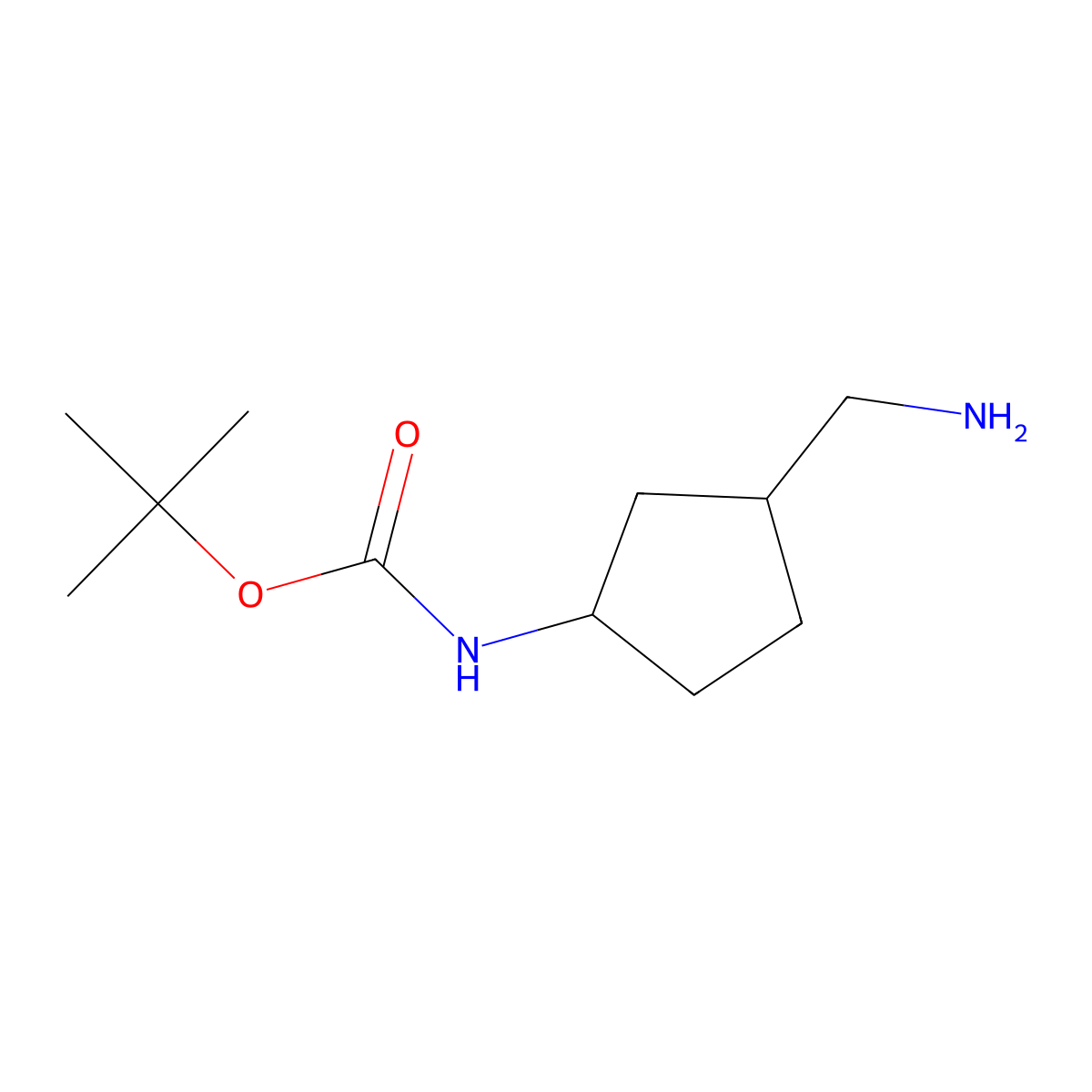 tert-Butyl ((1S,3R)-3-(aminomethyl)cyclopentyl)carbamate molecular structure, CAS 774213-03-5