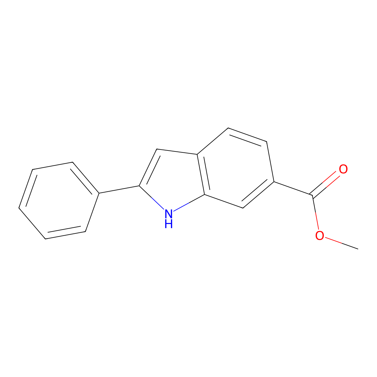 1H-Indole-6-carboxylic acid, 2-phenyl-, methyl ester molecular structure, CAS 774213-82-0