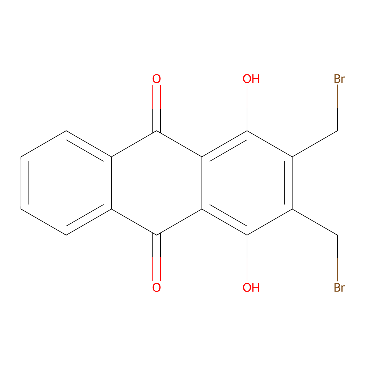 2,3-Bis(bromomethyl)-1,4-dihydroxyanthracene-9,10-dione molecular structure, CAS 77422-59-4