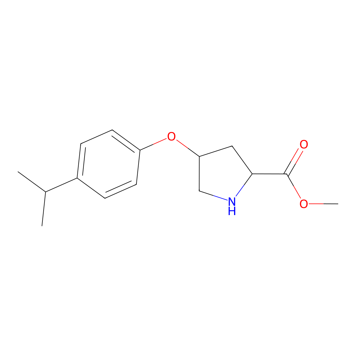 Methyl (2S,4S)-4-(4-isopropylphenoxy)-2-pyrrolidinecarboxylate molecular structure, CAS 774221-37-3