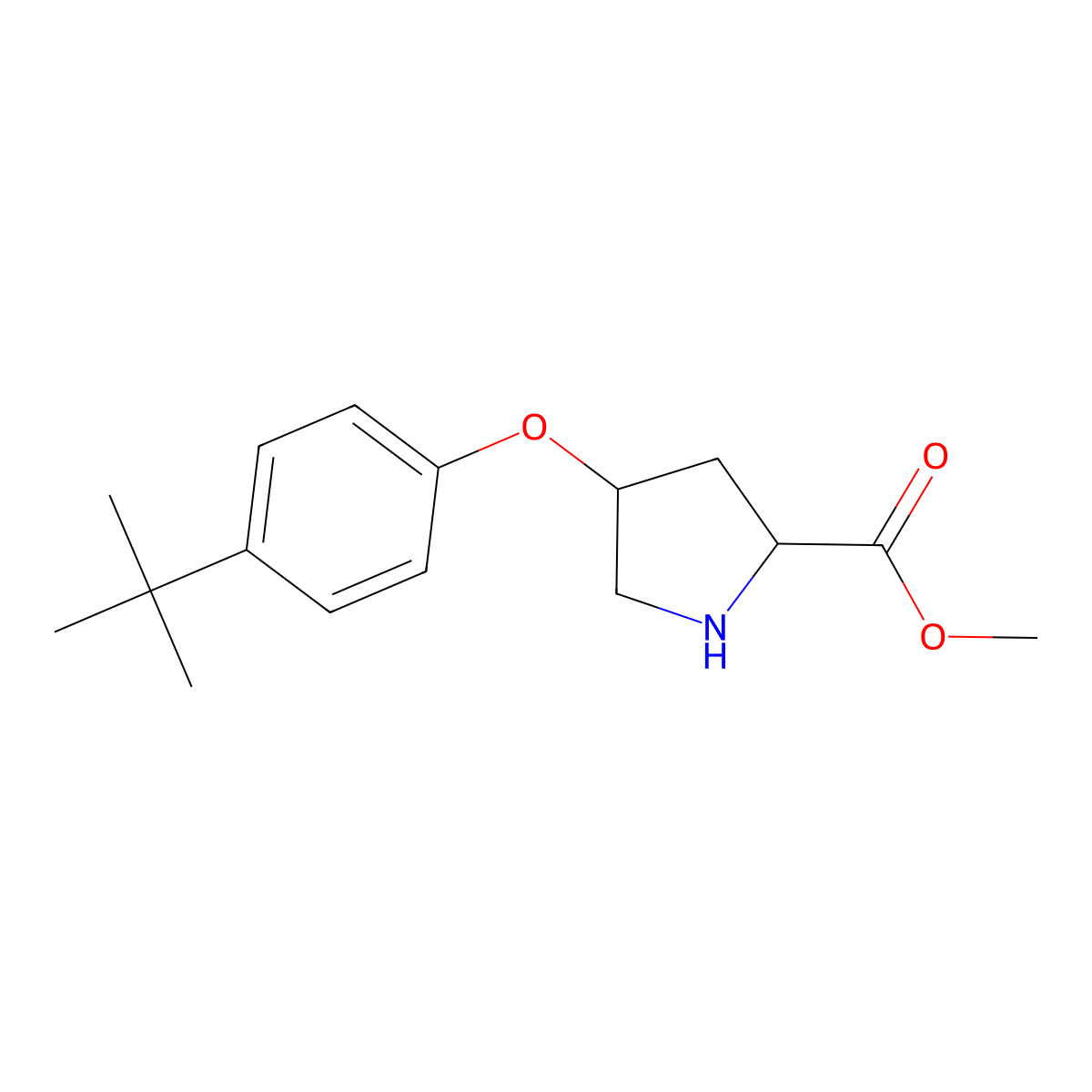 Methyl (2S,4S)-4-[4-(tert-butyl)phenoxy]-2-pyrrolidinecarboxylate molecular structure, CAS 774221-39-5