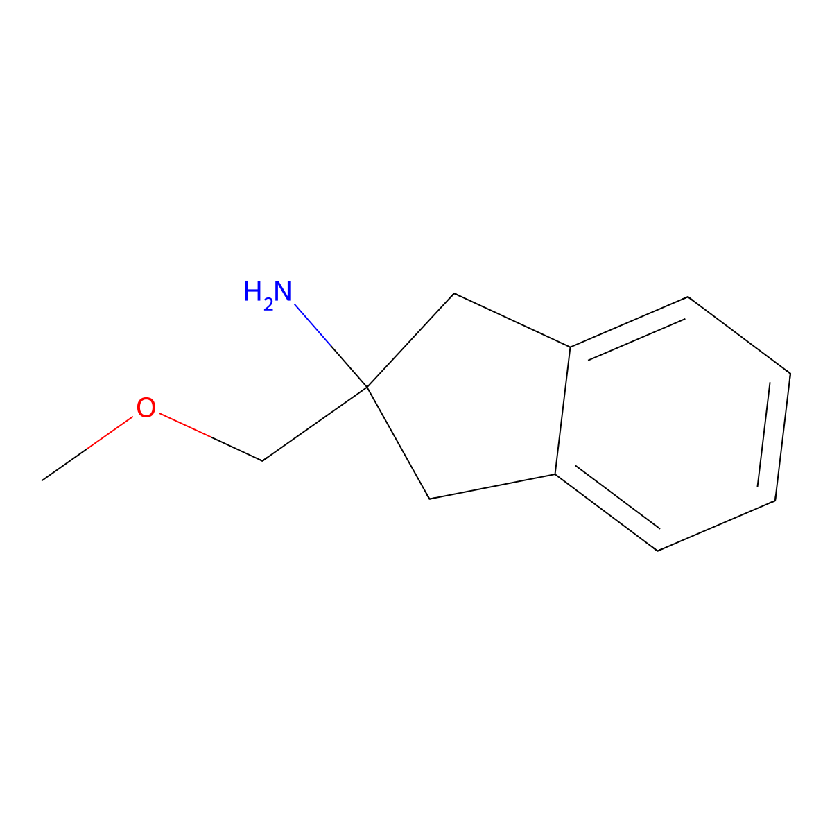 2-(methoxymethyl)-2,3-dihydro-1H-inden-2-amine molecular structure, CAS 774222-44-5