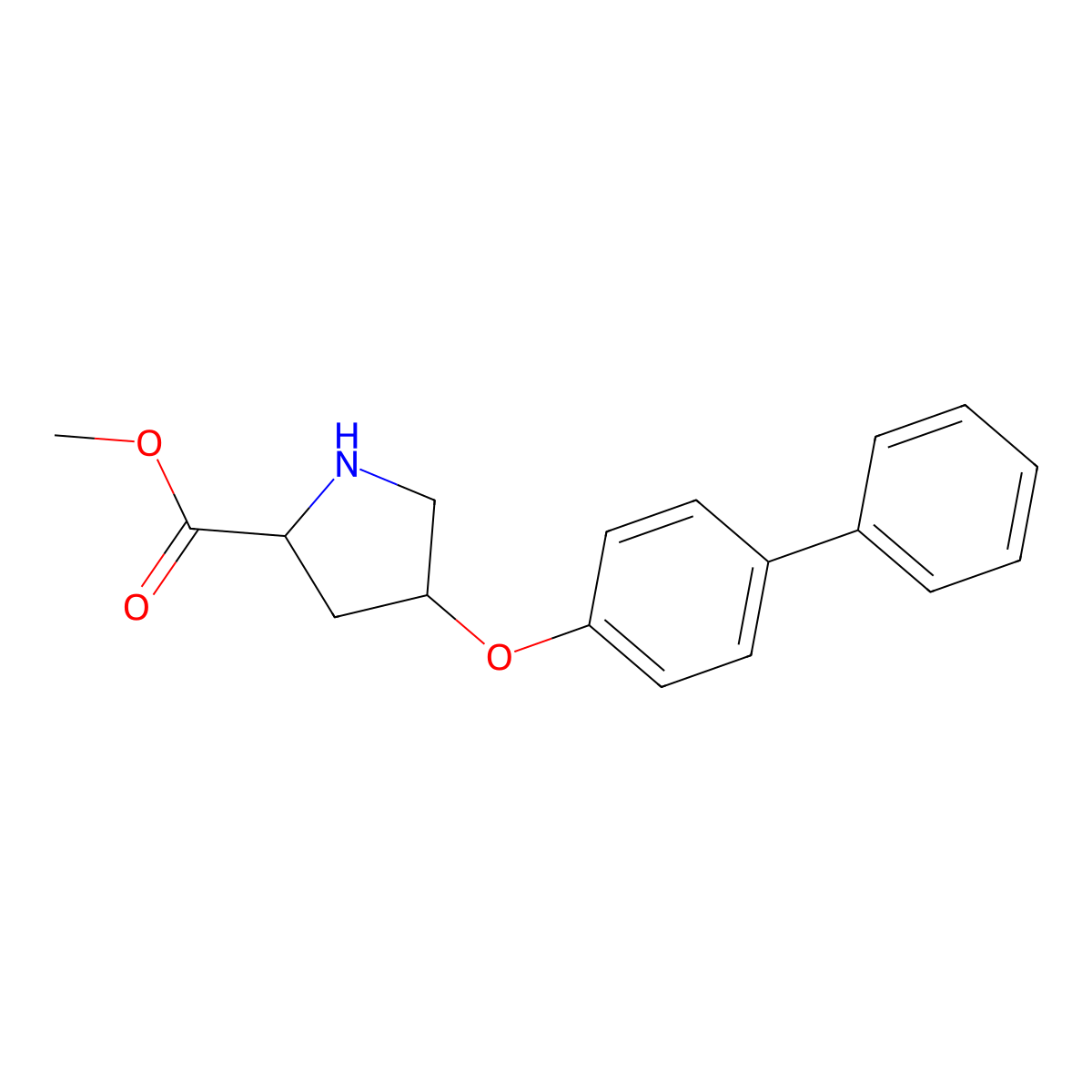 Methyl (2S,4S)-4-([1,1'-biphenyl]-4-yloxy)-2-pyrrolidinecarboxylate molecular structure, CAS 774223-27-7
