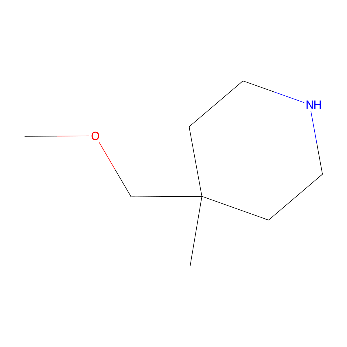 4-(Methoxymethyl)-4-methylpiperidine molecular structure, CAS 774224-63-4