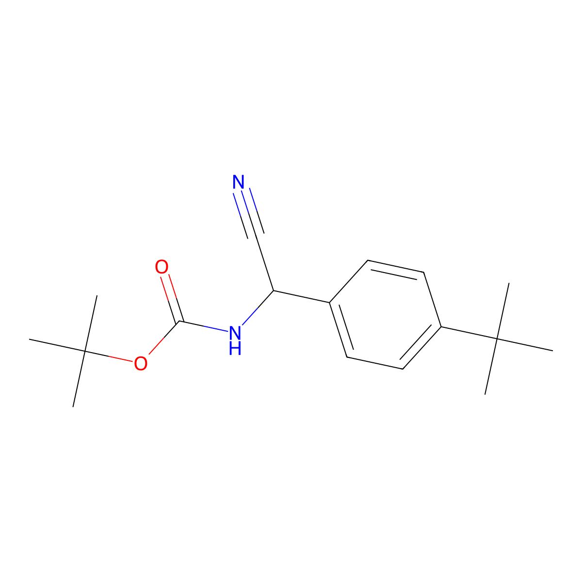 tert-Butyl ((4-(tert-butyl)phenyl)(cyano)methyl)carbamate molecular structure, CAS 774225-35-3