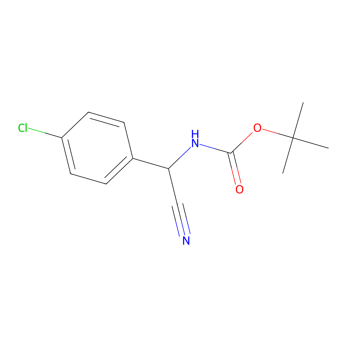 tert-butyl N-[(4-chlorophenyl)(cyano)methyl]carbamate molecular structure, CAS 774225-41-1