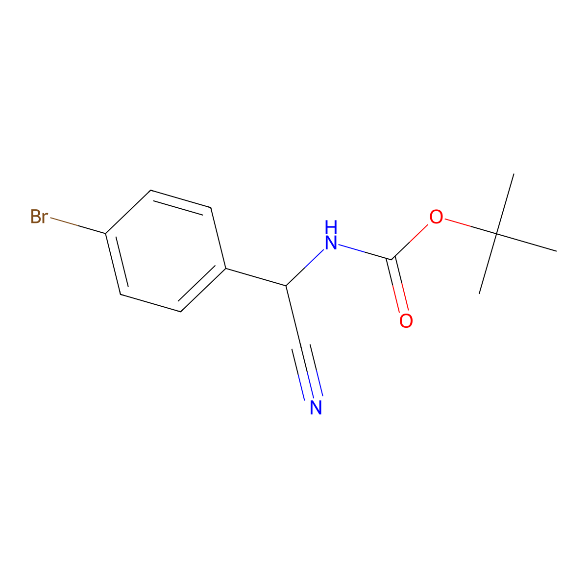Tert-butyl ((4-bromophenyl)(cyano)methyl)carbamate molecular structure, CAS 774225-42-2
