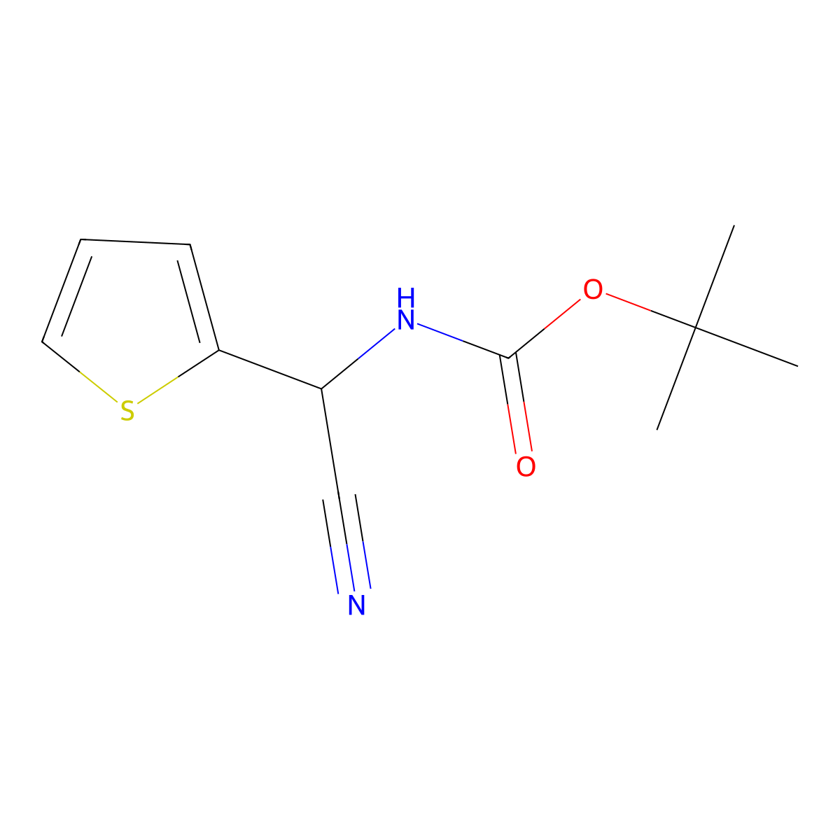 tert-butyl N-[cyano(thiophen-2-yl)methyl]carbamate molecular structure, CAS 774225-49-9