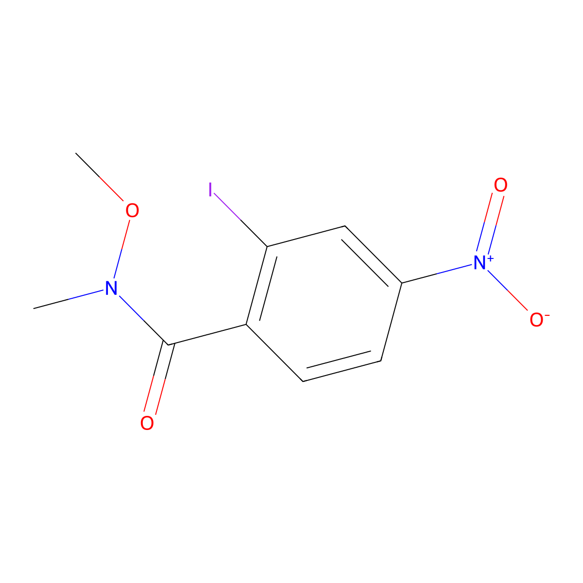 2-iodo-N-methoxy-N-methyl-4-nitrobenzamide molecular structure, CAS 774238-67-4