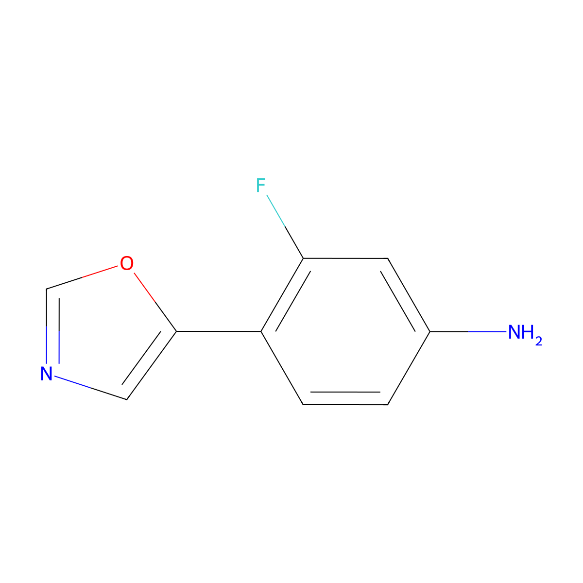3-Fluoro-4-(5-oxazolyl)benzenamine molecular structure, CAS 774239-19-9