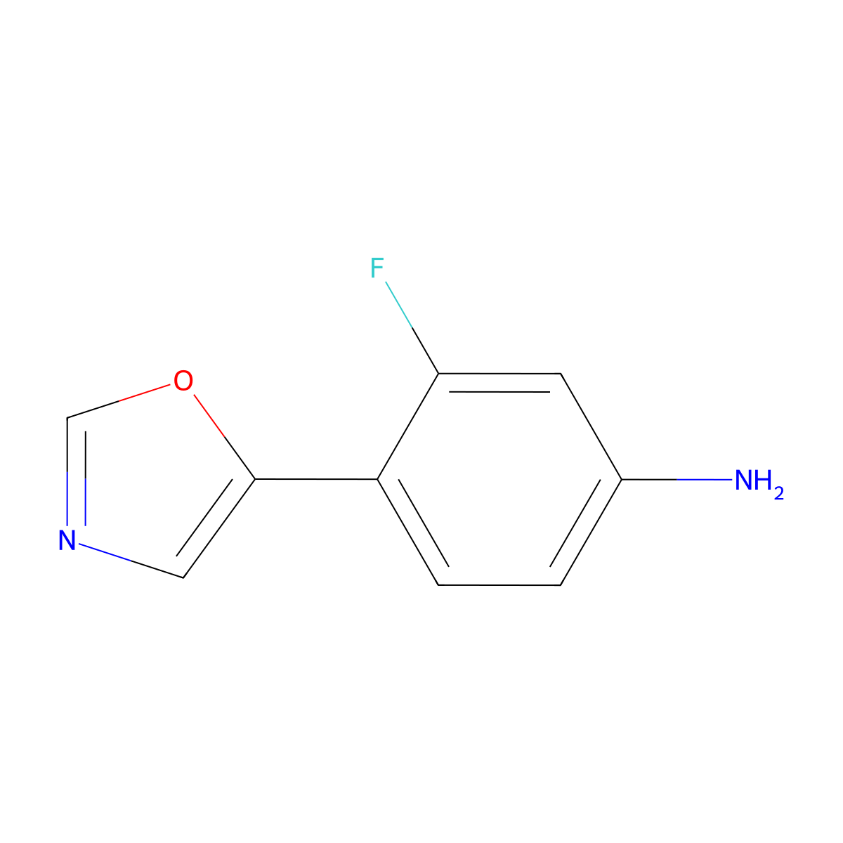 3-Fluoro-4-(5-oxazolyl)benzenamine molecular structure, CAS 774239-19-9