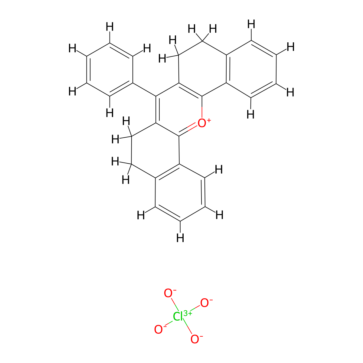 7-phenyl-5H,6H,8H,9H-dibenzo[c,h]xanthenium perchlorate molecular structure, CAS 77427-67-9