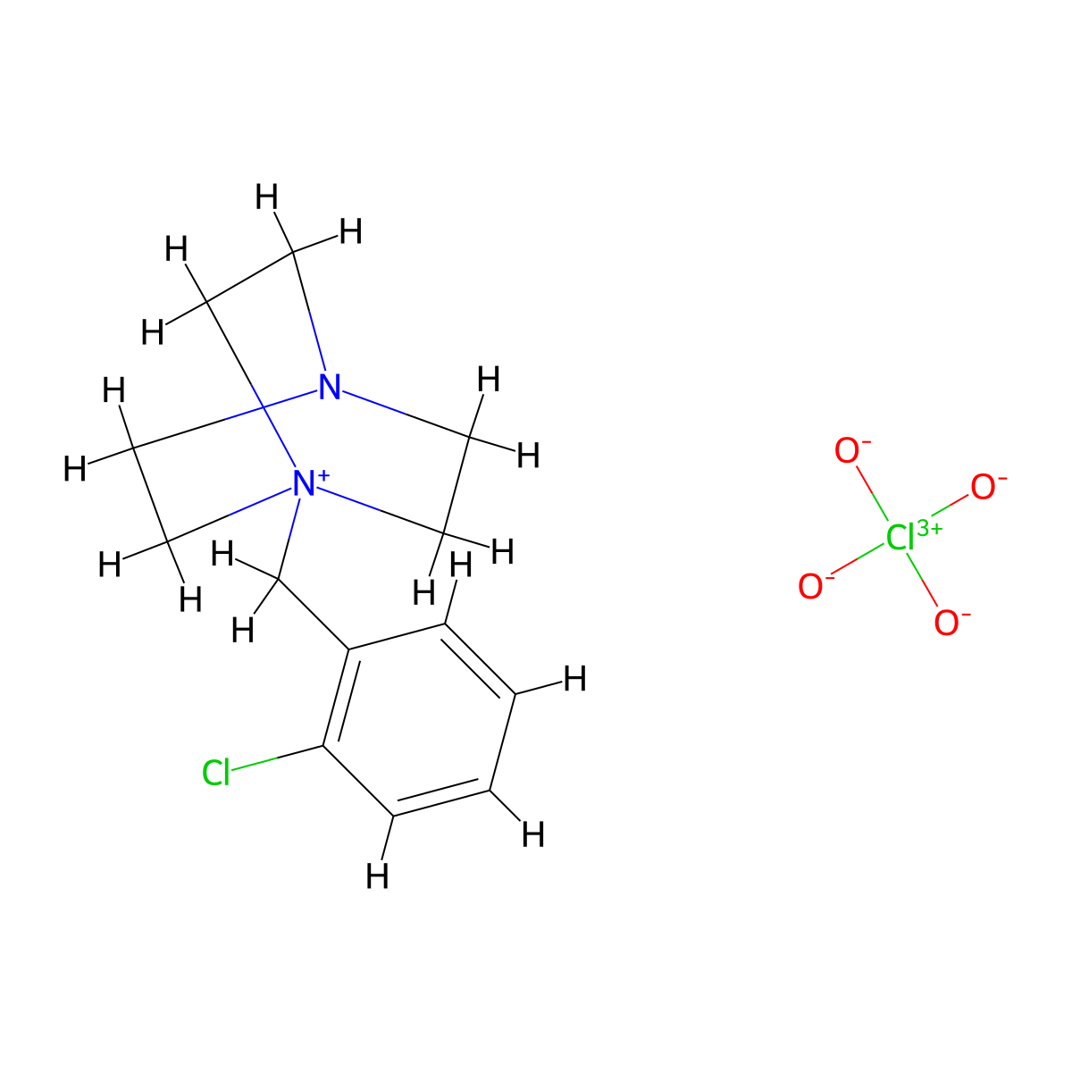 1-[(2-Chlorophenyl)methyl]-1,4-diazabicyclo[2.2.2]octan-1-ium perchlorate molecular structure, CAS 77433-47-7