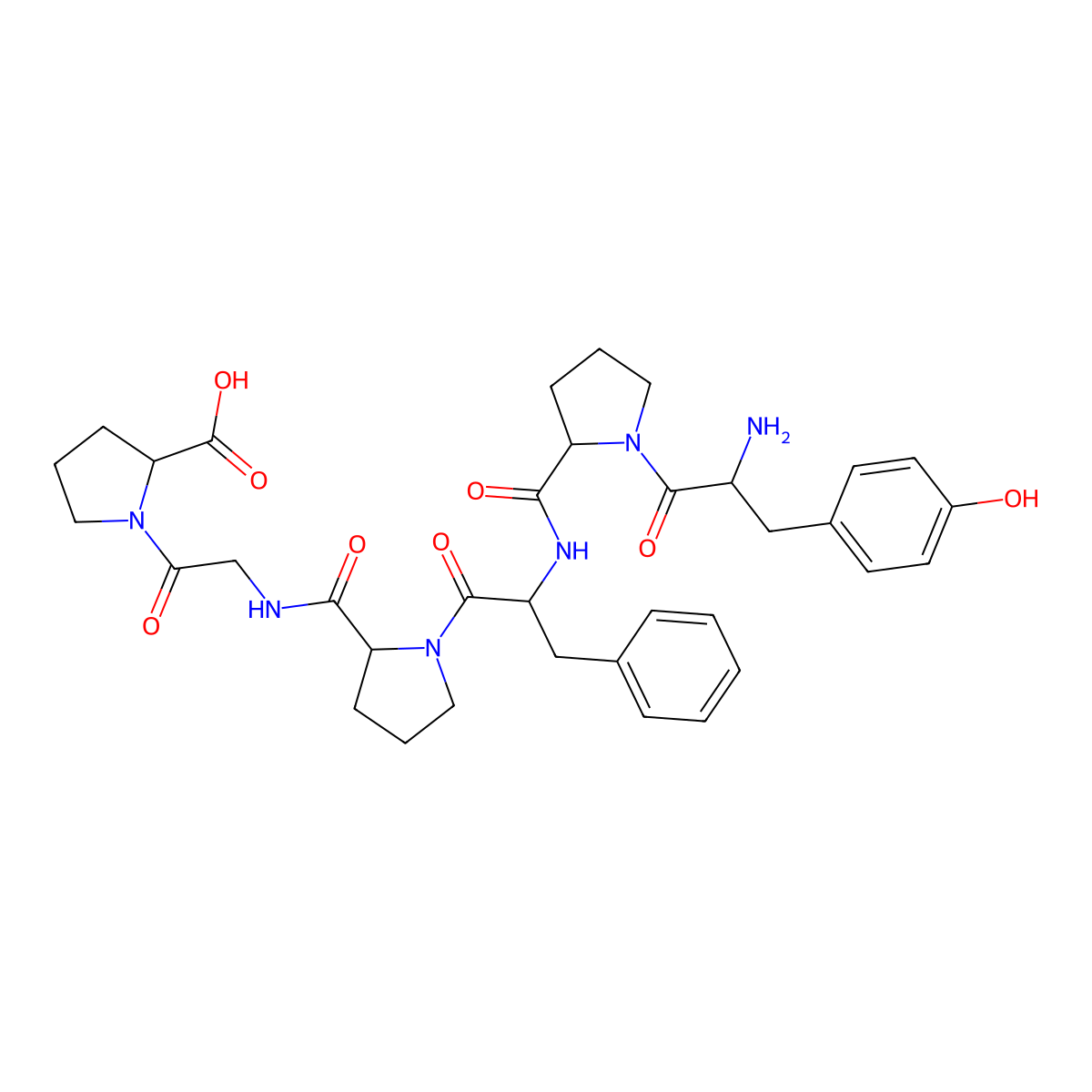 L-Proline, L-tyrosyl-L-prolyl-L-phenylalanyl-L-prolylglycyl- molecular structure, CAS 77434-43-6