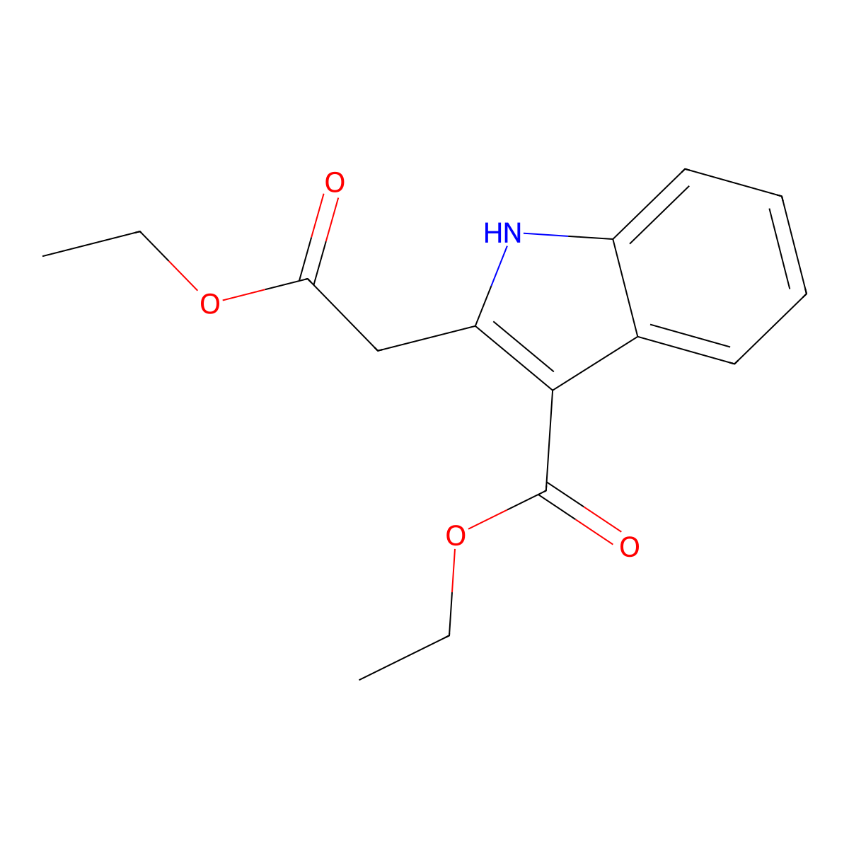 Ethyl 2-(2-ethoxy-2-oxoethyl)-1H-indole-3-carboxylate molecular structure, CAS 77435-10-0