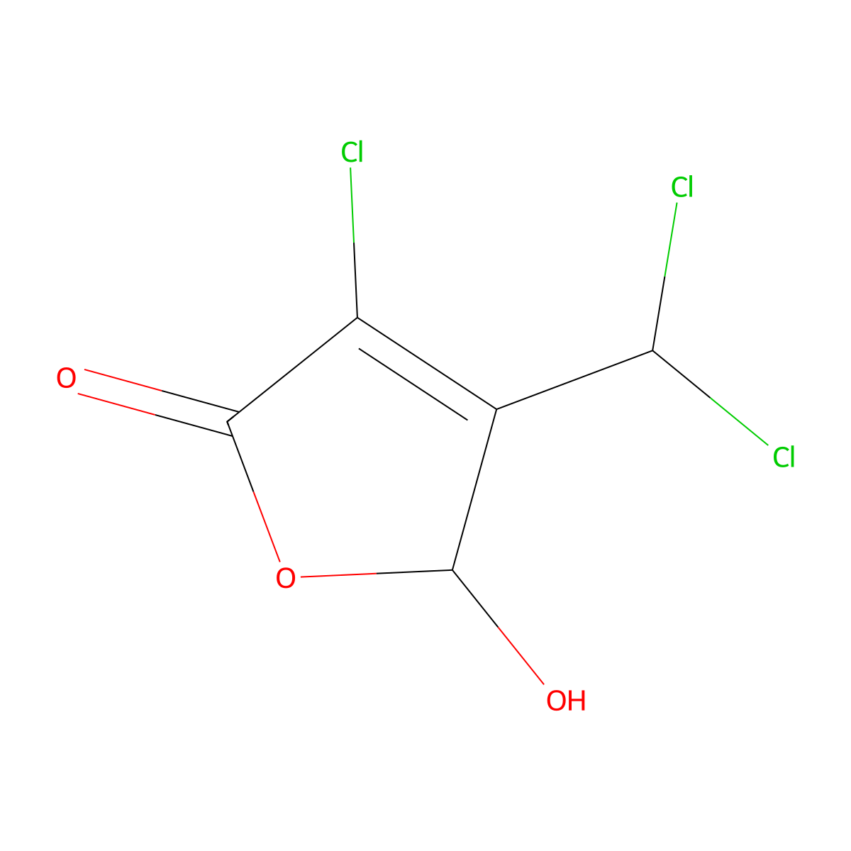 3-Chloro-4-(dichloromethyl)-5-hydroxy-2(5H)-furanone molecular structure, CAS 77439-76-0