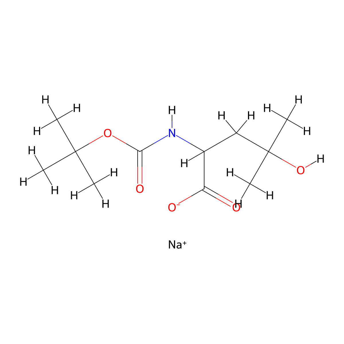 Sodium 2-{[(tert-butoxy)carbonyl]amino}-4-hydroxy-4-methylpentanoate molecular structure, CAS 77443-45-9