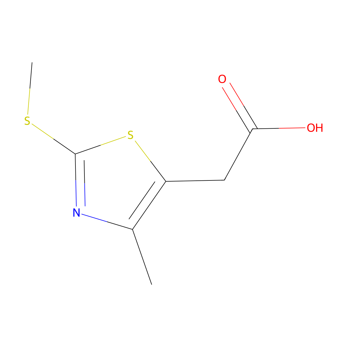 2-(4-Methyl-2-(methylsulfanyl)-1,3-thiazol-5-yl)acetic acid molecular structure, CAS 77446-99-2