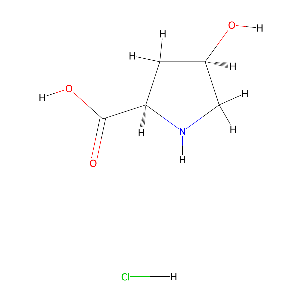 (2R,4R)-4-hydroxypyrrolidine-2-carboxylic acid hydrochloride molecular structure, CAS 77449-94-6