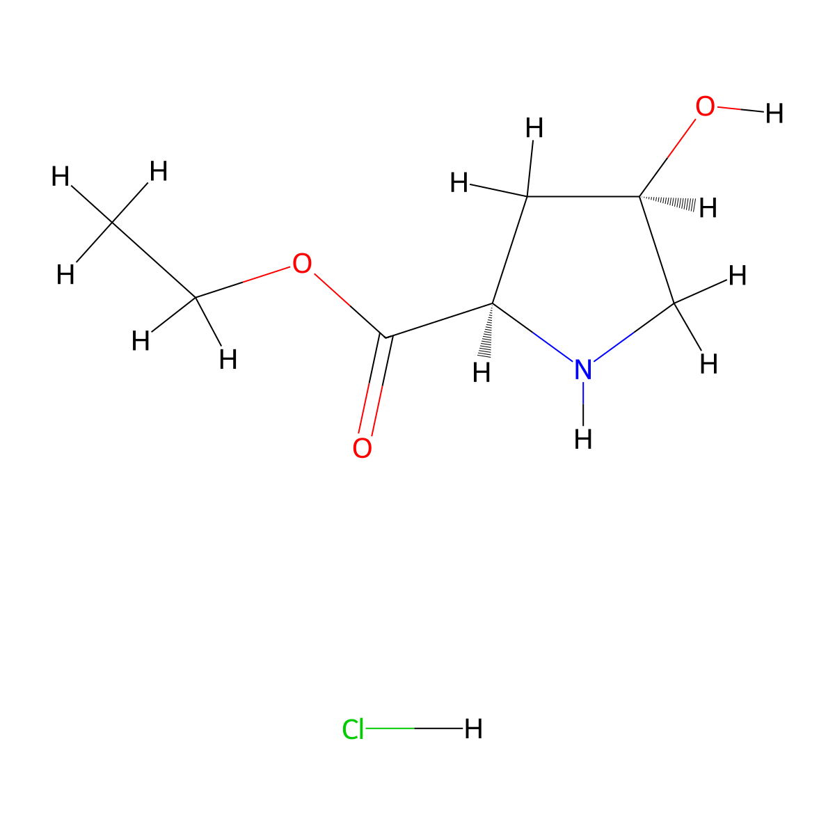 Ethyl (2R,4R)-4-hydroxypyrrolidine-2-carboxylate hydrochloride molecular structure, CAS 77449-99-1
