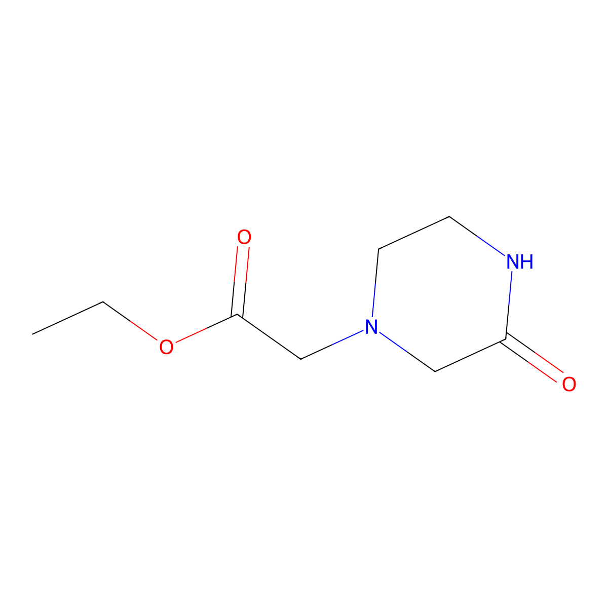 Ethyl 2-(3-oxopiperazin-1-yl)acetate molecular structure, CAS 774493-57-1