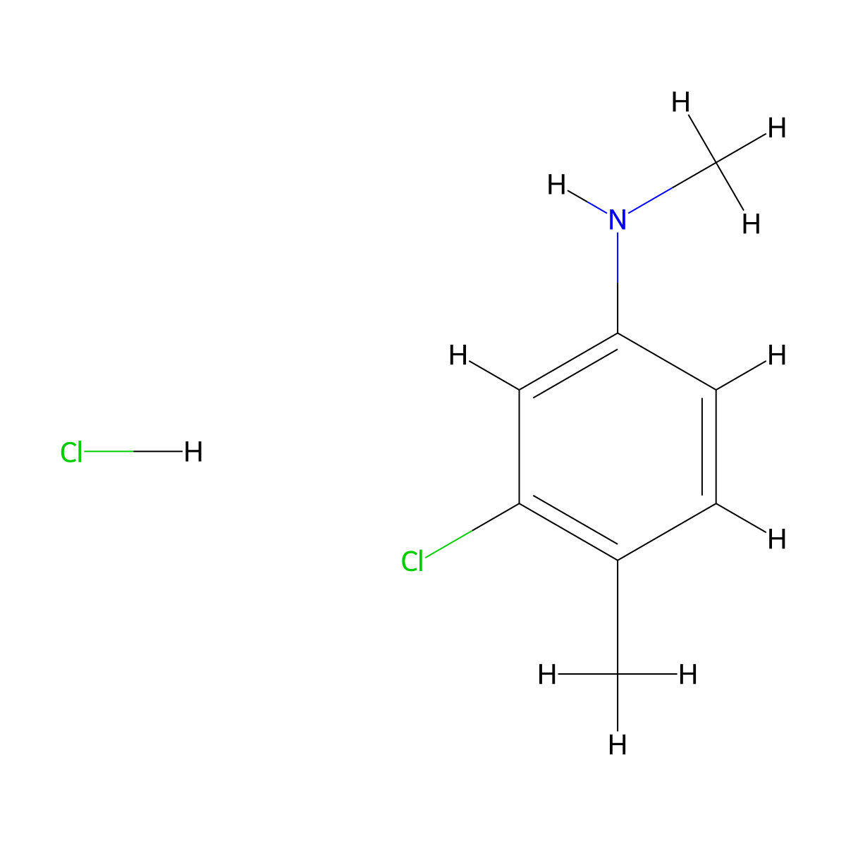 3-Chloro-N,4-dimethylaniline hydrochloride molecular structure, CAS 7745-94-0