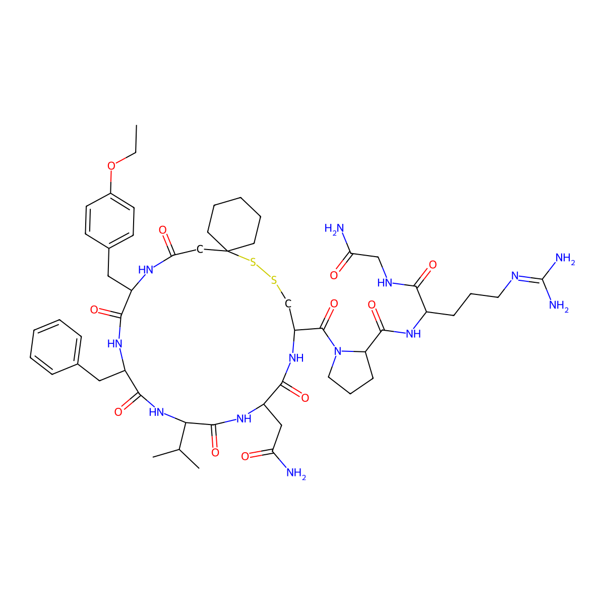 1-(beta-mercapto-beta,beta-cyclopentamethylenepropionic acid)-2-(O-ethyl-Tyr)-4-Val-arginine vasopressin molecular structure, CAS 77453-01-1