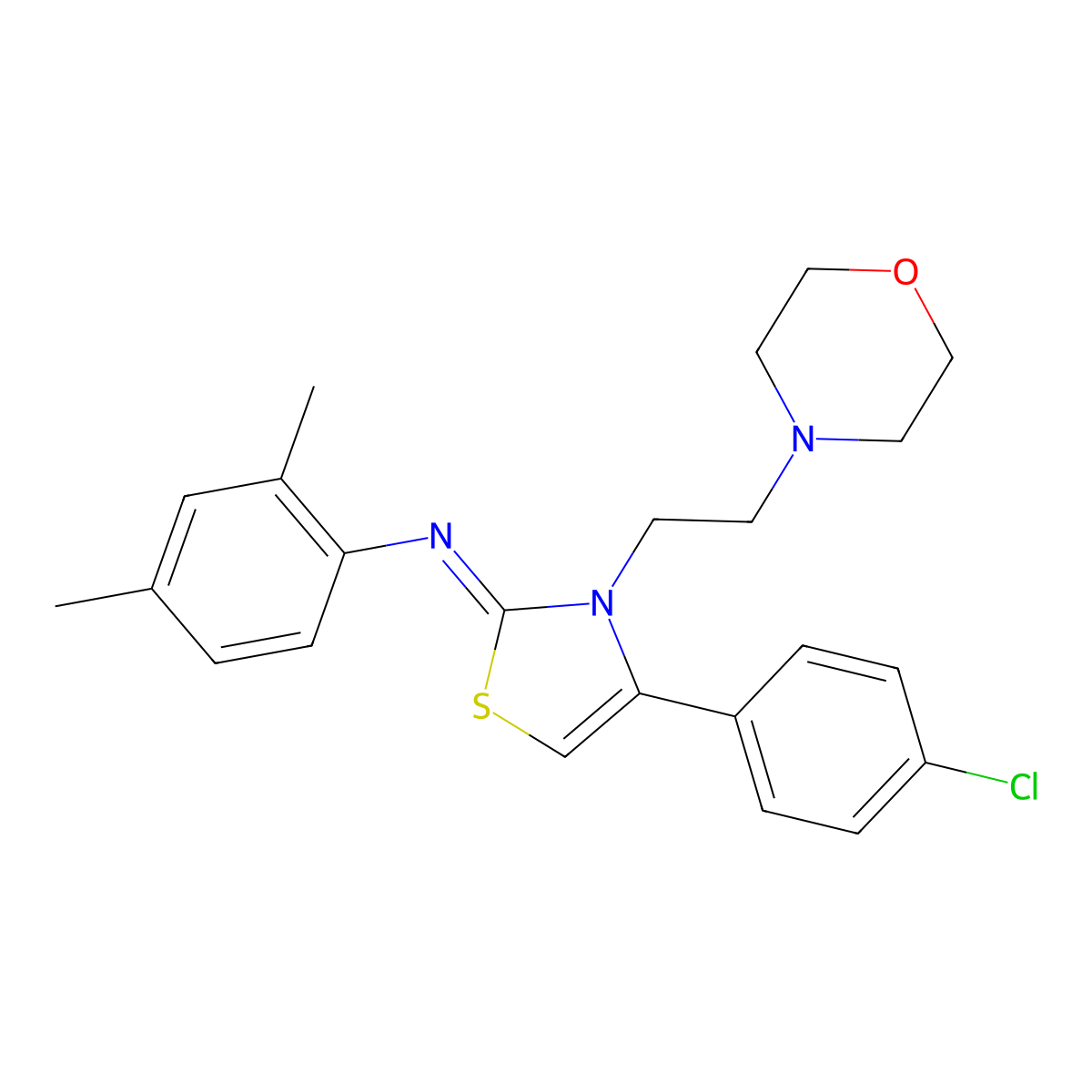 N-[4-(4-Chlorophenyl)-3-[2-(4-morpholinyl)ethyl]-2(3H)-thiazolylidene]-2,4-dimethylbenzenamine molecular structure, CAS 774533-83-4